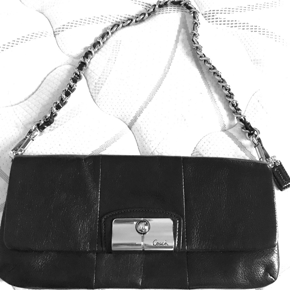 Leather coach clutch